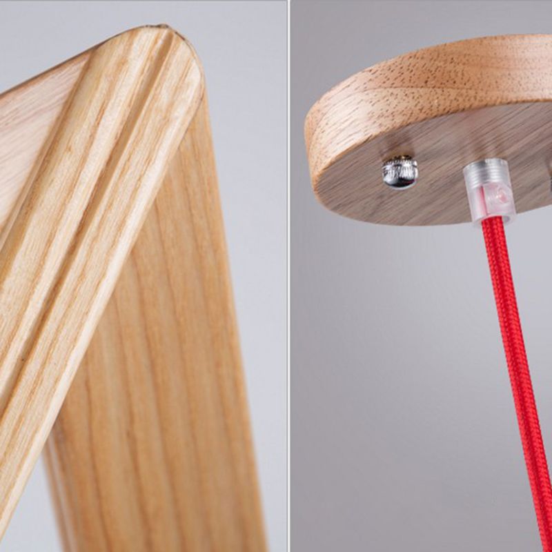 Beige houten driehoek hangende licht lichte Noordse moderne stijl 1 lichte restaurant plafond hanglamp