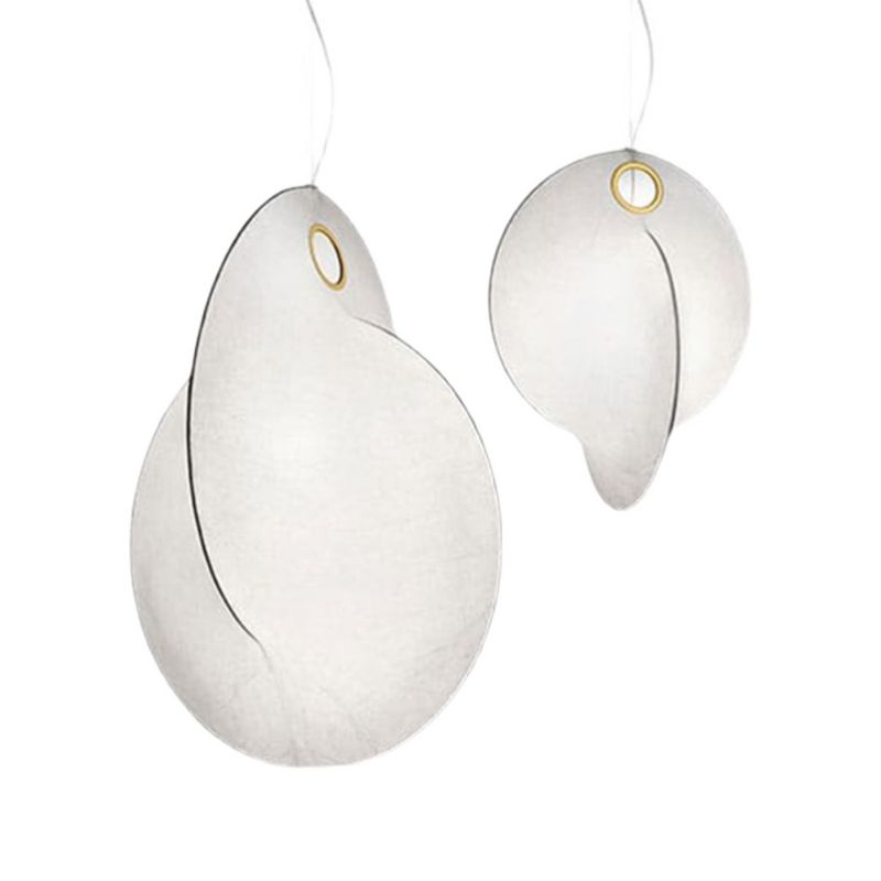 White Silk Pendant Light in Modern Style 1-Light Unique Shape Hanging Lights