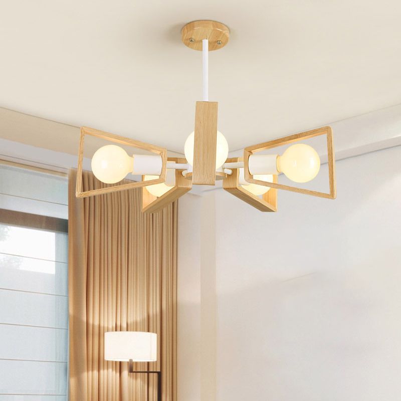 Sputnik Chandelier Light Fixture Nordic Style Wooden Chandelier Lighting Fixture