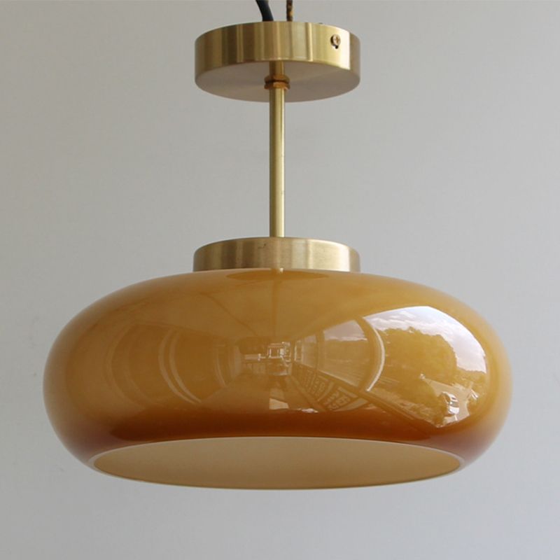 Modern Metal Flush Mount Bowl Shape Ceiling Light with Glass Shade for Living Room