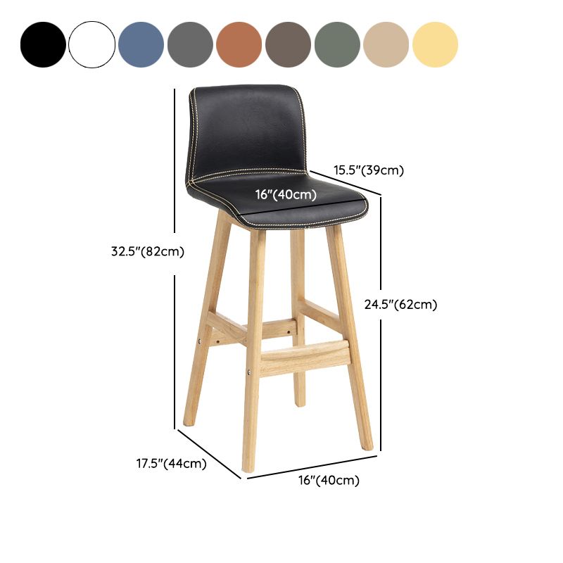 Scandinavian Solid Wood Bar Stool Backrest Counter Stool for Restaurant