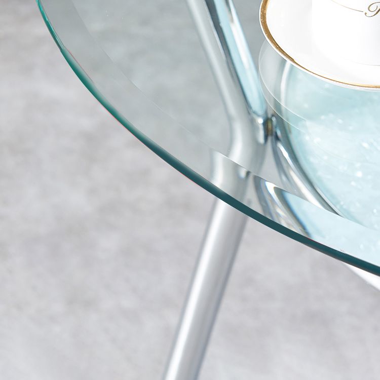 Mesa moderna de comedor redondo mesa de vidrio templado transparente con base de pedestal