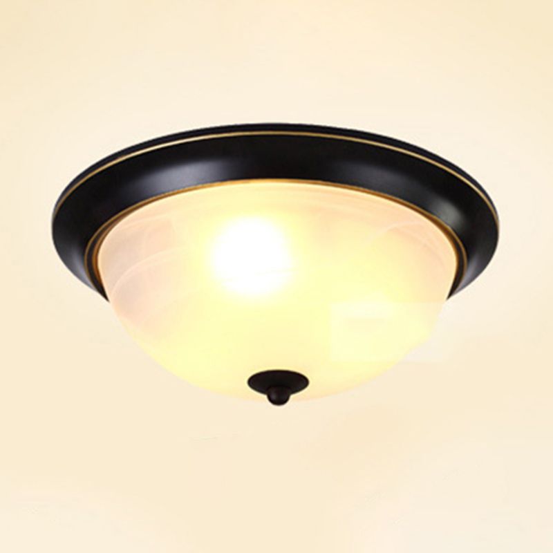 Bol Forme Lait Verre Verre Monter Modern Black Bedroom Ceiling Light Fixture