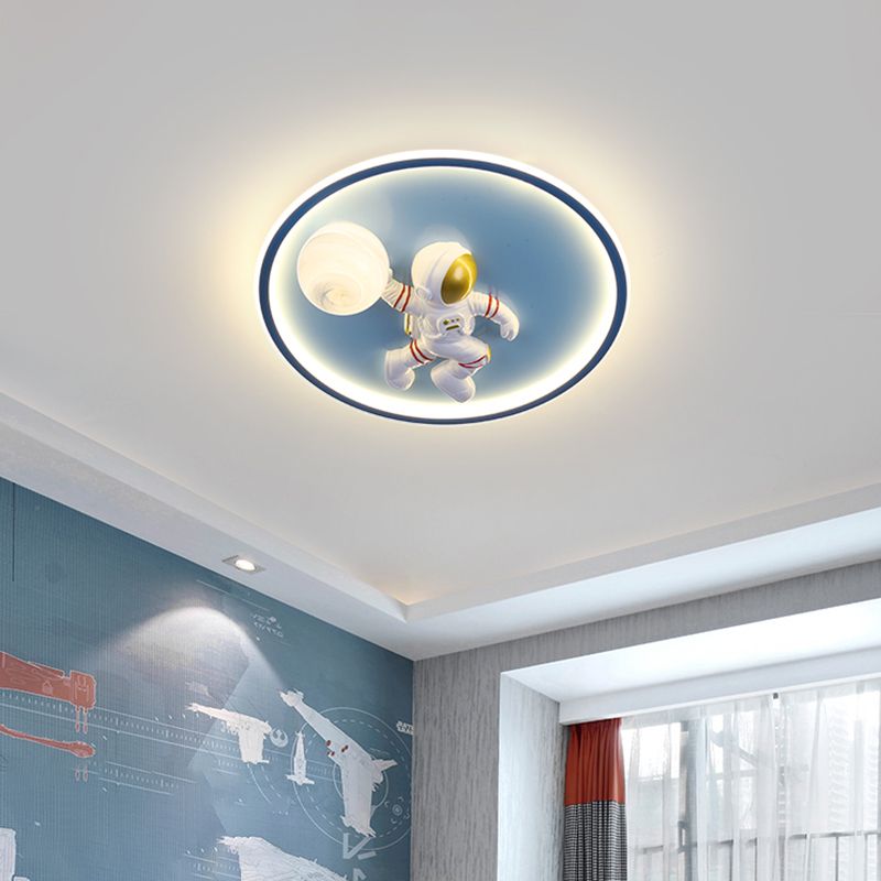 Luz de techo empotrada de 1 luz de metal con montaje empotrado LED de dibujos animados circulares para habitación infantil