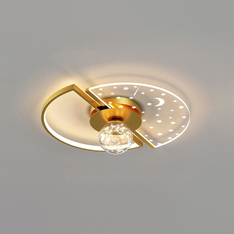 Metal Round Shape Flush Ceiling Light Modern Style 3 Lights Flush Ceiling Light Fixtures