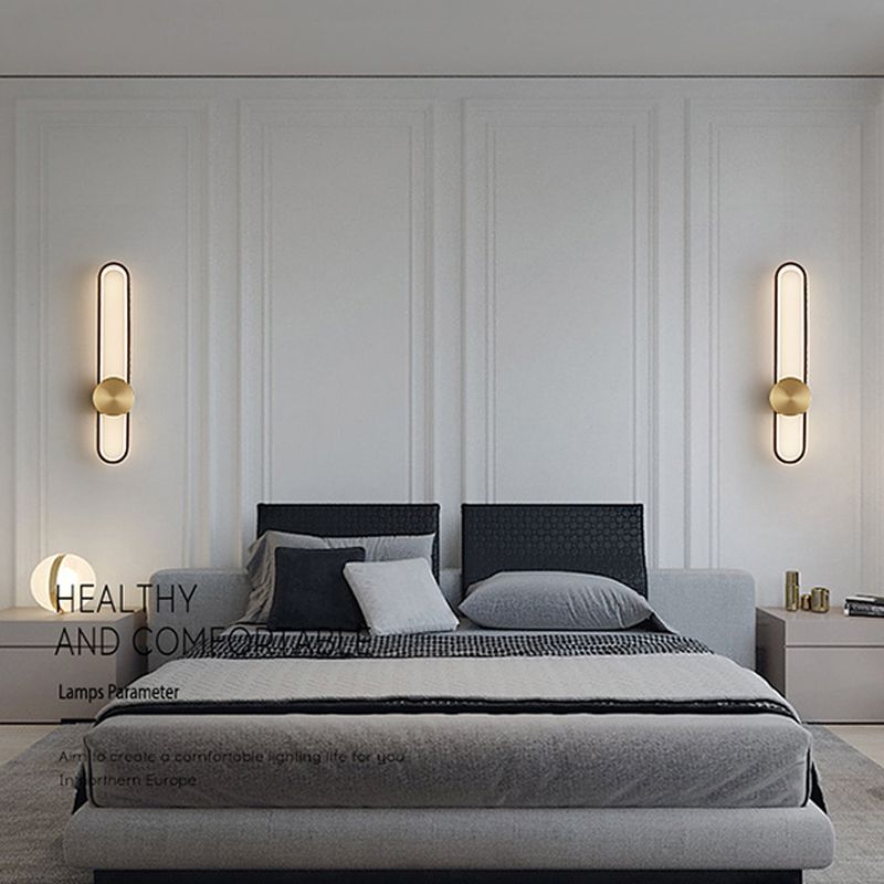 Modern Aluminum Wall Light Oval Shape LED Wall Sconce for Living Room Bedroom