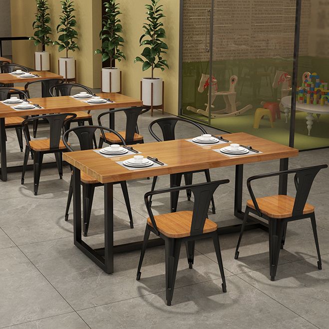 Industrial Style Solid Wood Top Dining Table with Rectangle Dinette Set with 4 Legs Table