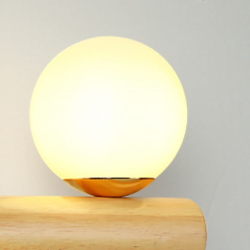 Contemporary Wood Wall Light White Glass Shaded Lighting for Hallway