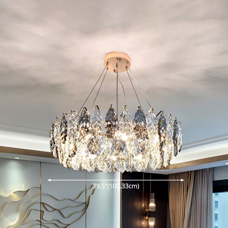 Luce soffitto a sospensione tamburo modernista modernista fumio grigio cristallo soggiorno lampada lampada