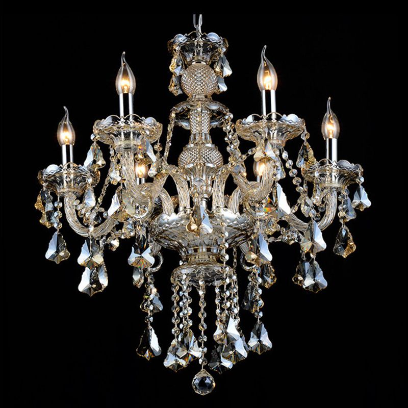 Crystal Strand Chandelier Lighting Antiqued Candelabrum Dining Room Hanging Light Fixture