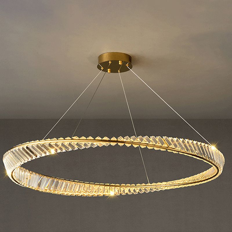 Modern Creative LED Pendant Light Crystal Circular Chandelier for Living Room
