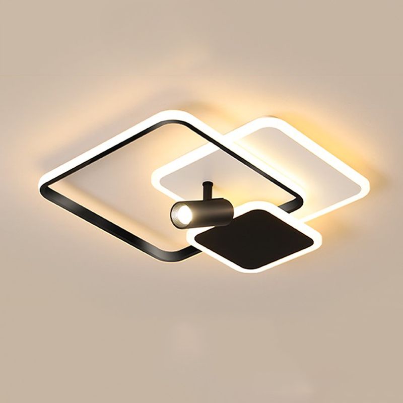 Carré métal LED encastré moderne 1 spot chambre plafonnier