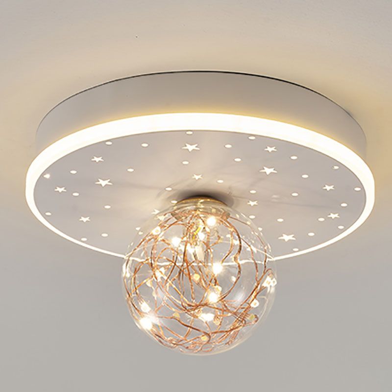 Nordic Style Geometric Ceiling Light Glass Gypsophila Flush Mount Light for Bedroom