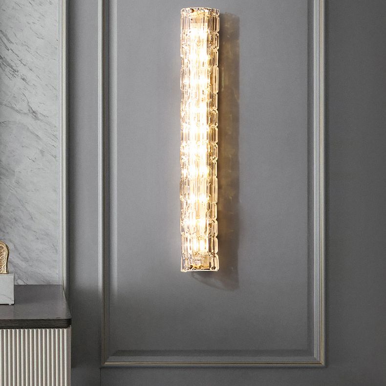 Simplicidad moderna Cilindro de pared Cilíndrico LED LECHE para el dormitorio en la sombra de vidrio ondulado