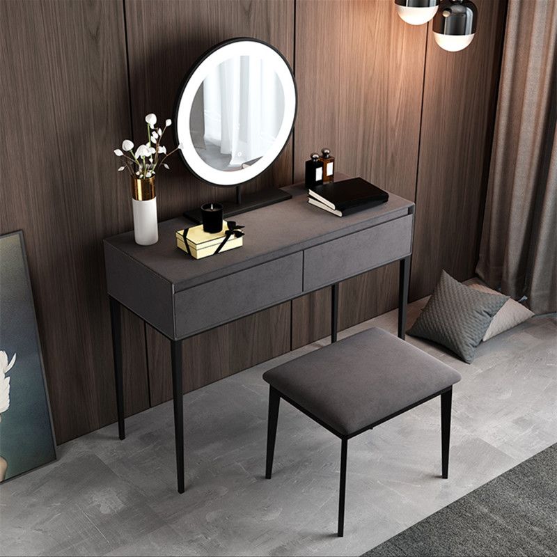 Contemporary Solid Wood Vanity Makeup Table Set 2-Drawer Vanity Dressing Table