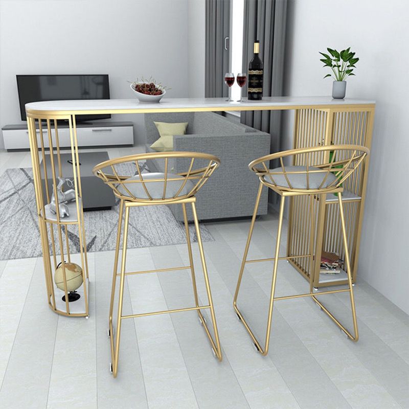 Specialty Pub Table Glam Bar Height Stone Top Bar Table for Living Room