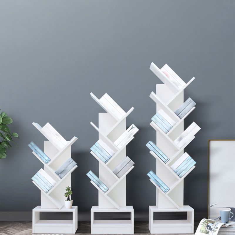 Manufactured Wood Corner Bookshelf Modern Closed Back Vertical Bookcase