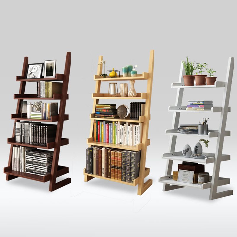 4-Shelf-Gummi-Holzleiter-Bücherregal moderne vertikale Bücherregal für Zuhause
