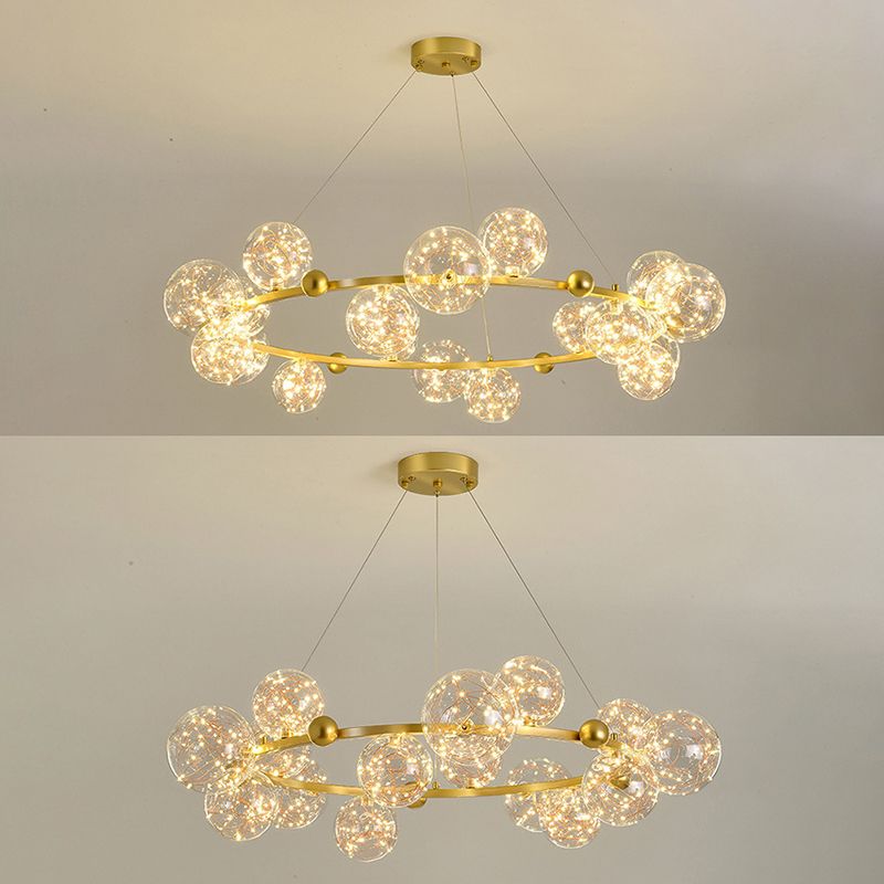 Multi Lights Ball Pendant Chandelier Modern Style Glass Hanging Lamps