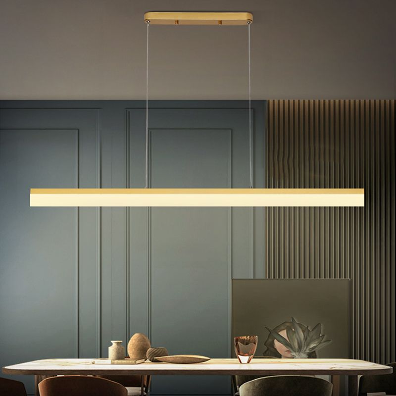 Contemporary Island Light Linear Metal 1 Light Island Ceiling Light for Kitchen