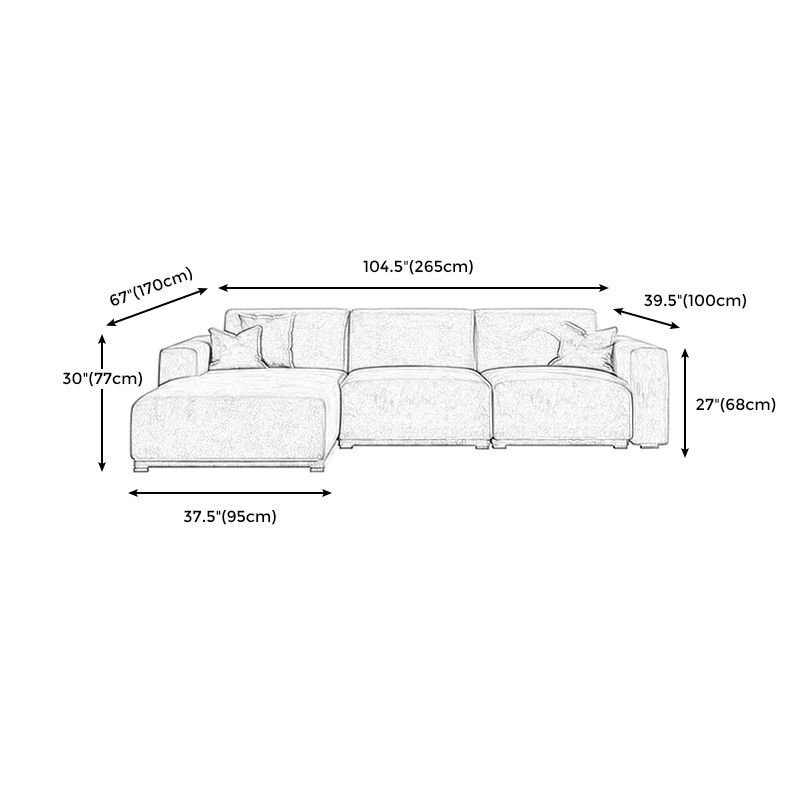 Scandinavian Tight Back Square Arm Sofa/Sectional with Stationary for Living Room