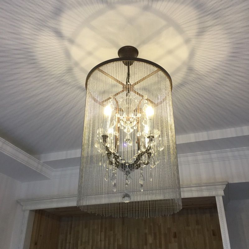 Kristal zwart hangende kroonluchter ronde 4 lichten rustieke hanglamp voor eetkamer
