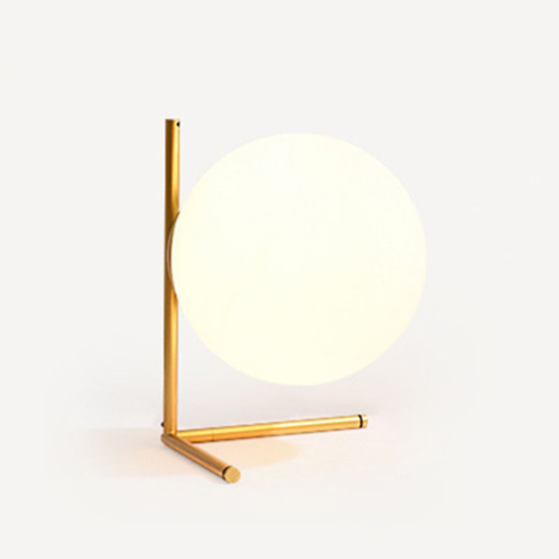 Lampada da tavolo minimalista in vetro bianco globo Lampada da comodino in stile nordico da 9,8 pollici per camera da letto