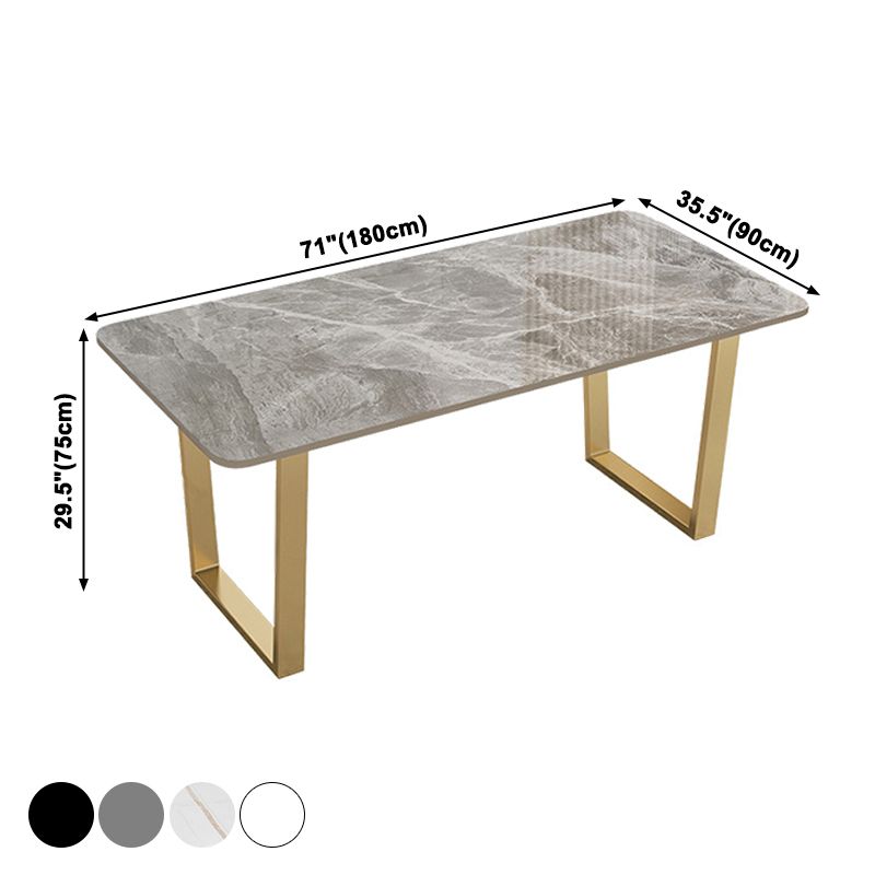 Rechthoekige eettafel Gesinterde stenen tafel Luxe met dubbel voetstuk