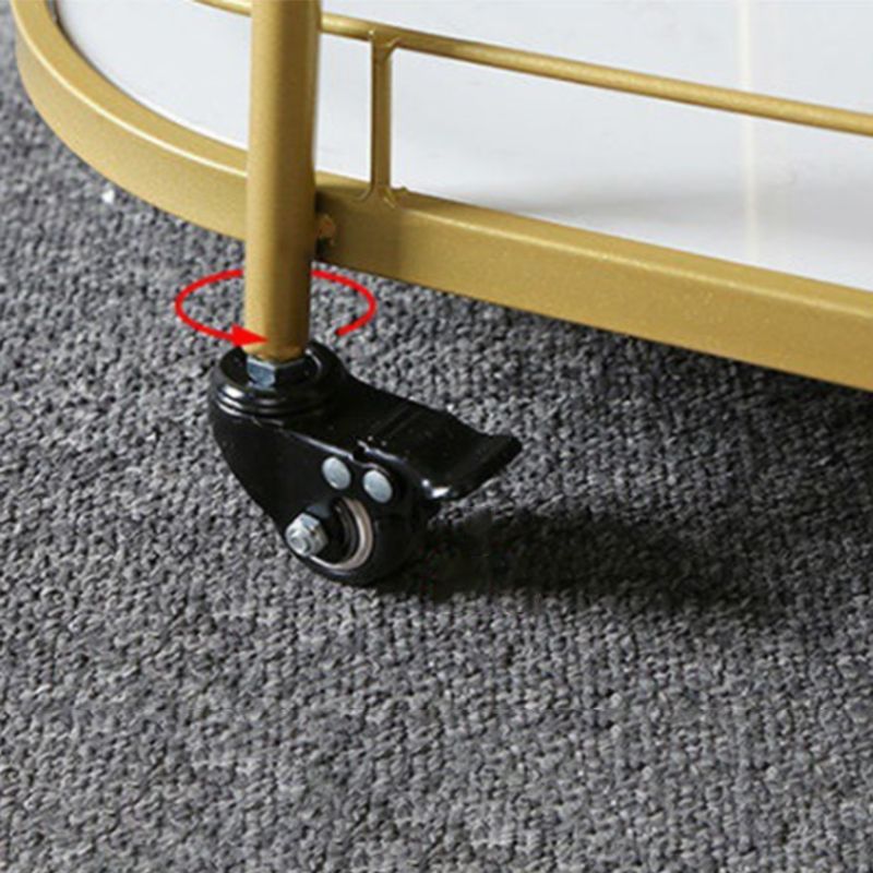 Contemporary Oval Prep Table Rolling Metal Prep Table for Kitchen