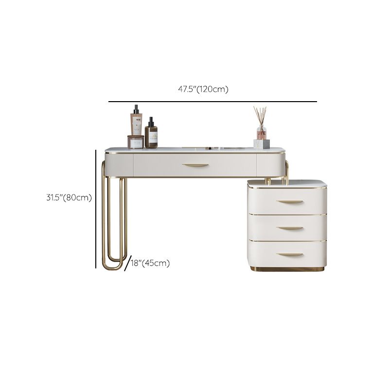 17.71" Wide Make-up Vanity Bright White Wood Vanity Set with 4 Storage Drawers