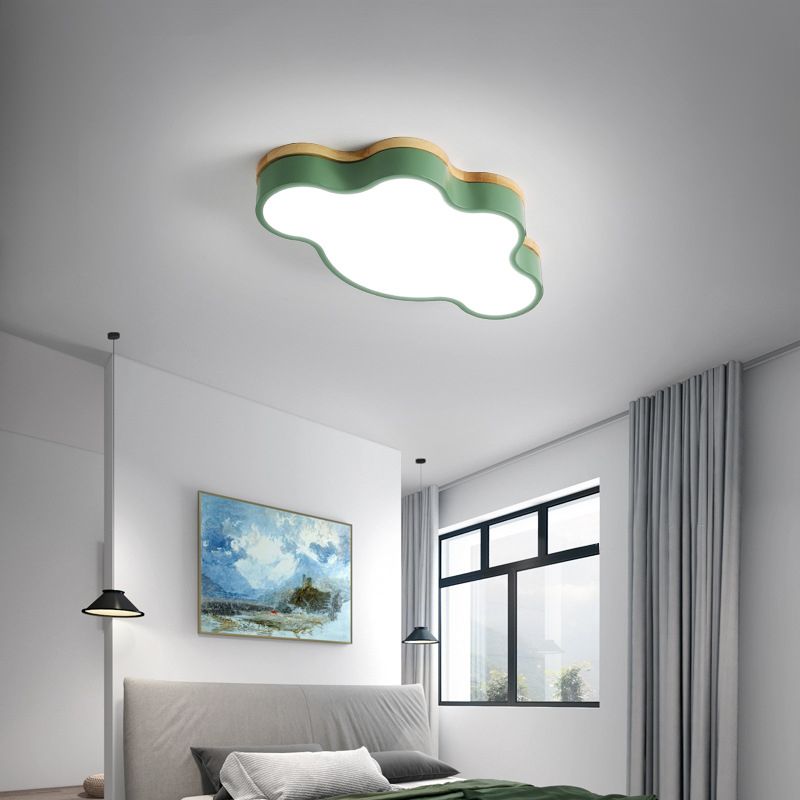 Le nuage en bois LED Ceiling Fixture in Modern Creative Style Acrylique Macaron Flush Mount for Bedroom