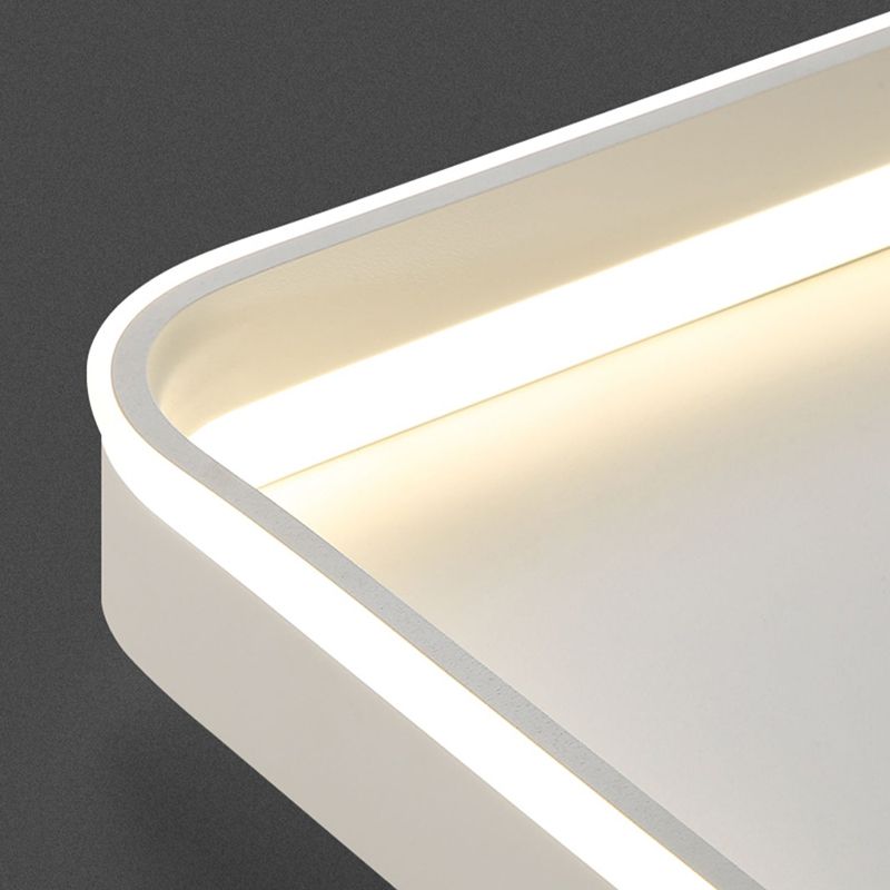 Minimalism Rectangular Flush Mount Ceiling Light Fixture in White for Living Room