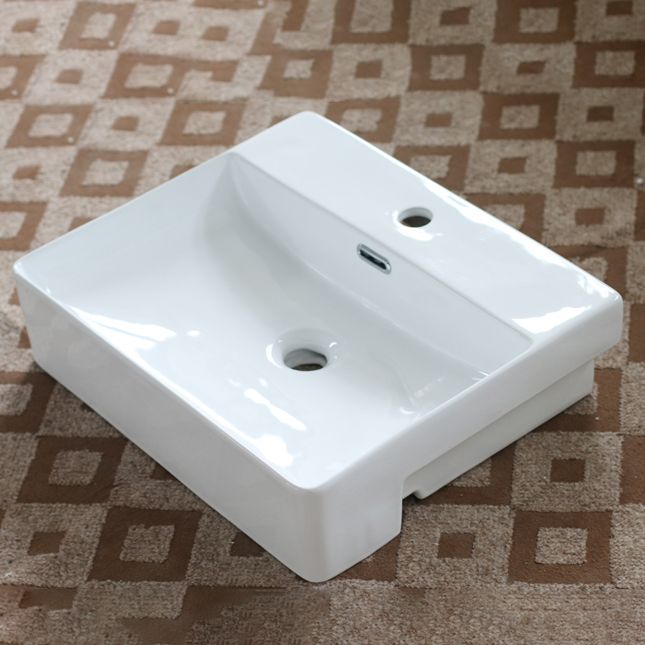 Modern Porcelain Bathroom Sink Rectangular Vessel Lavatory Sink