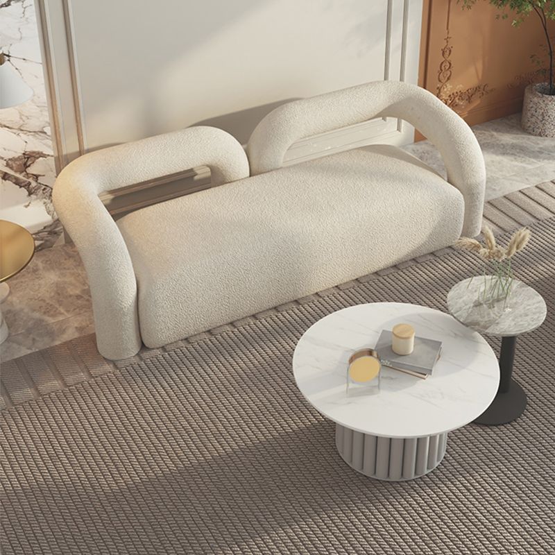 27.56" High Wool Sofa Modern Simple Tuxedo Arm Sofa in White