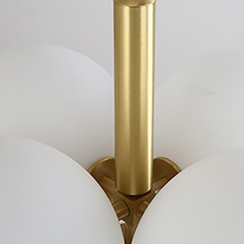 5 teste a sospensione globo luce semplice stile in ottone lampadario in vetro