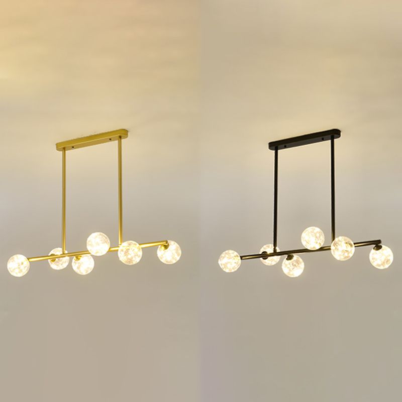 Wrought Iron LED Island Light in Modern Creative Style Glass Globe Pendant Light for Dining Room