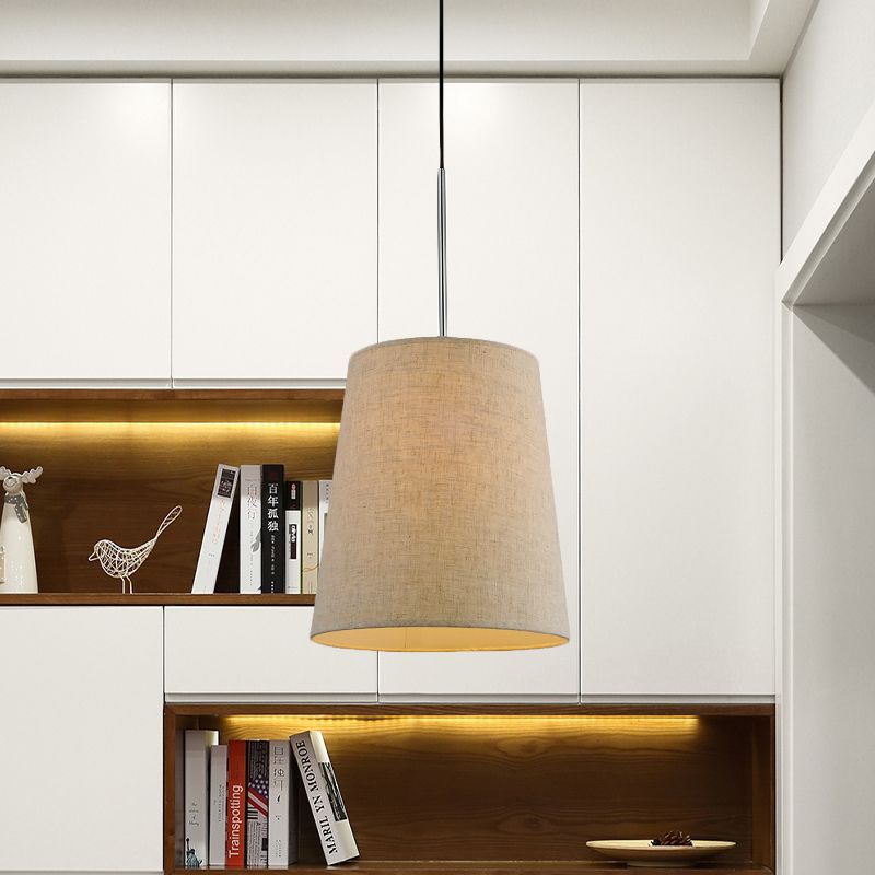 Minimaliste à 1 lumière Lumière Pendre en lin de lin et à la lumière du pendule battant avec lampe à lampe en tissu