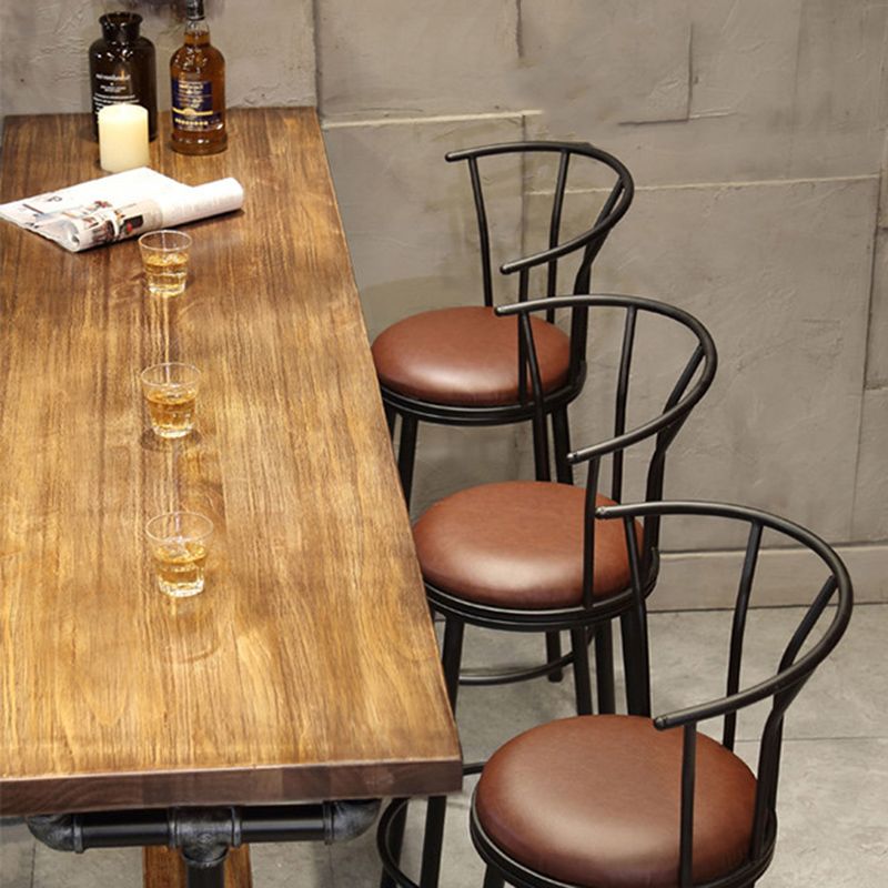 Wood Top Bar-height Table Black and Metal Legs Bar Table for Living Room