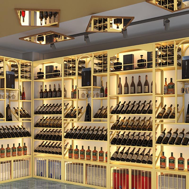 Glam Metal Wine Bottle Rack Floor Bottle Holder for Living Room