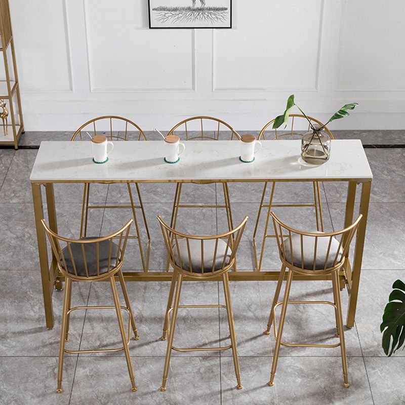 Glam 1/2/4/7 Pieces Bar Table Set Rectangle Bar Table with Metal High Stools