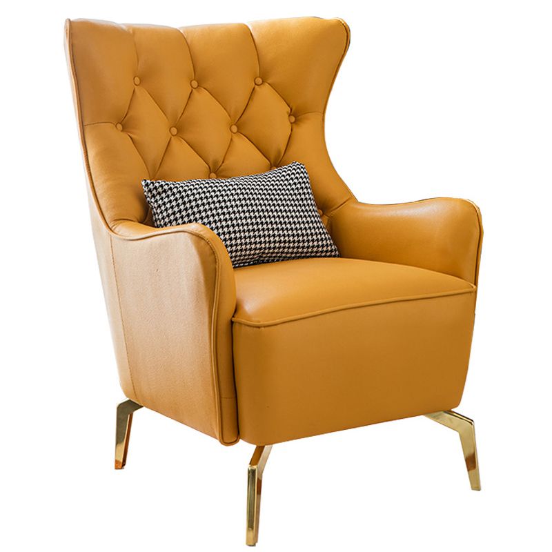 Glam Faux Leather Arms Included with Pillow Fixed Back Lounge Chair