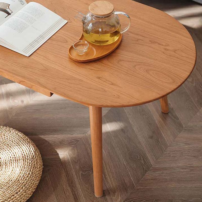Contemporary Wooden Coffee Table Elliptical 4 Legs Cocktail Table
