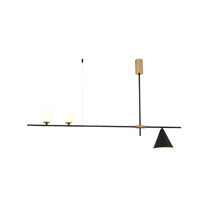 Metal Modern Ceiling Light Geometric Shape Island Light with Glass Shade for Living Room