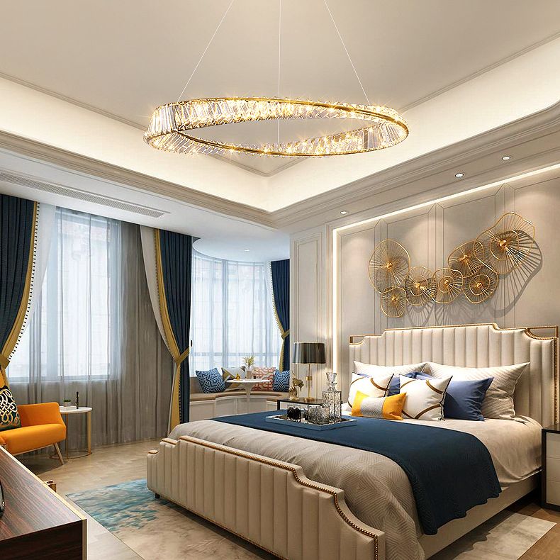 Modern Orbicular Ceiling Pendant Light Crystal Hanging Lamp Kit