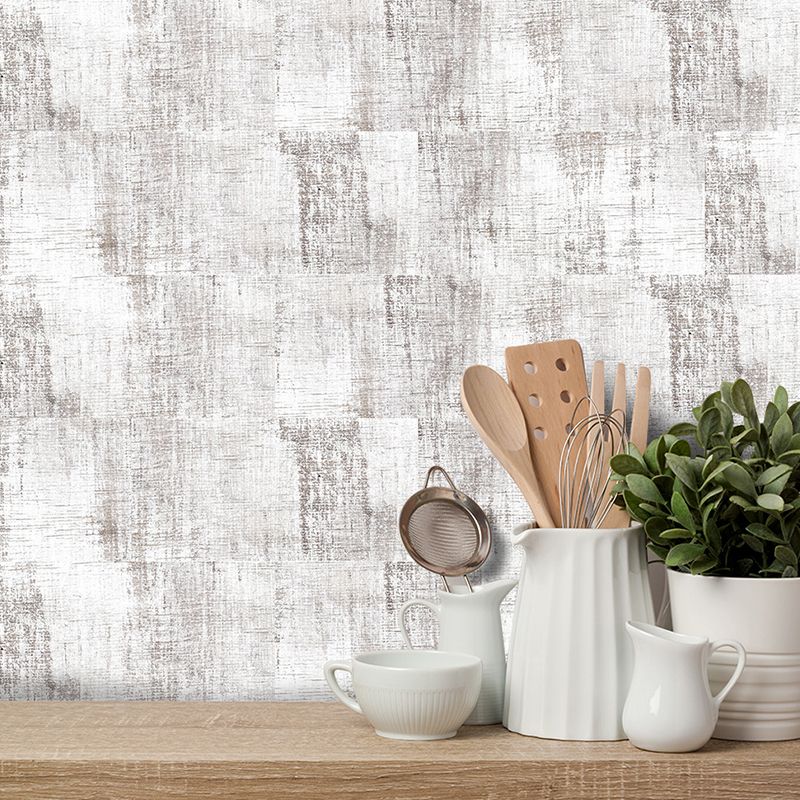 Countryside Wood Look Wallpaper Panels Grey Peel and Stick Wall Art for Dining Room