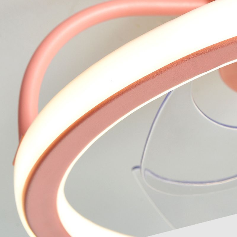 Ventilador de LED creativo para niños Ligas lacas de techo geométrico de hierro lacado con sombra acrílica para dormitorio