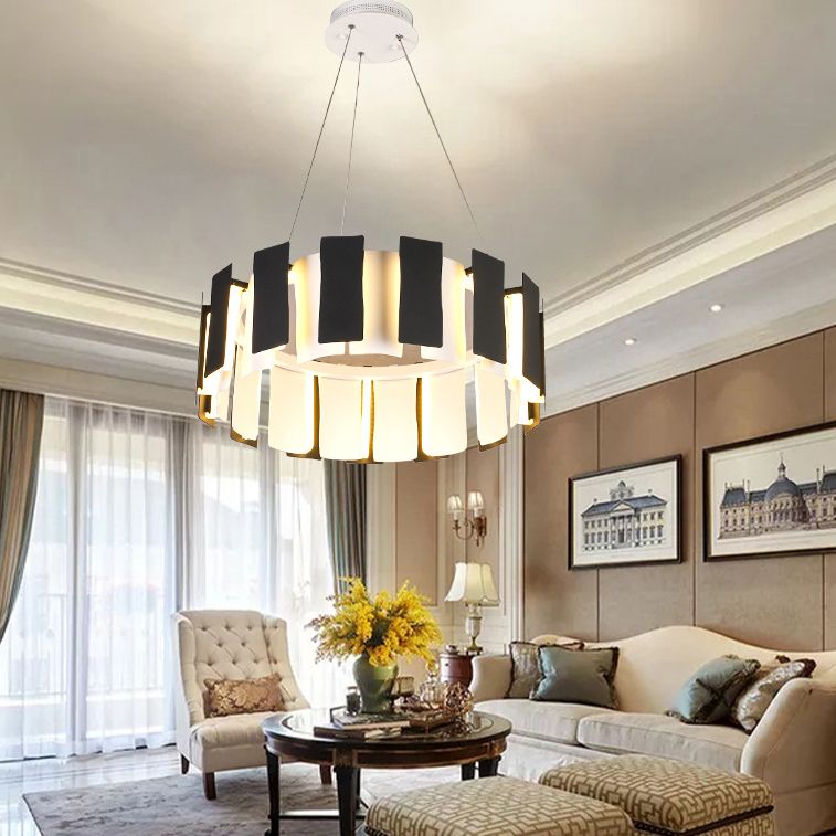 Circular Bernero Candelier Luz Luz Led Metal LED contemporáneo Kit de luz colgante en negro