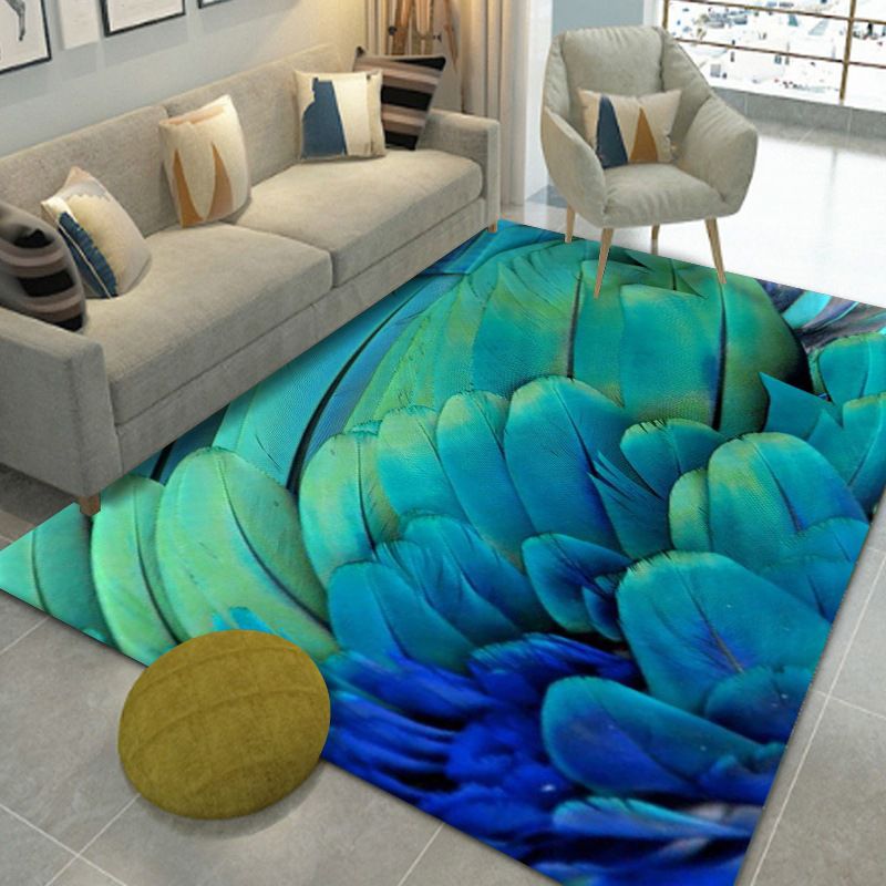 Luxury Carpet Polyester Feather Printed Rug Non-Slip Backing Indoor Rug for Home Decoration