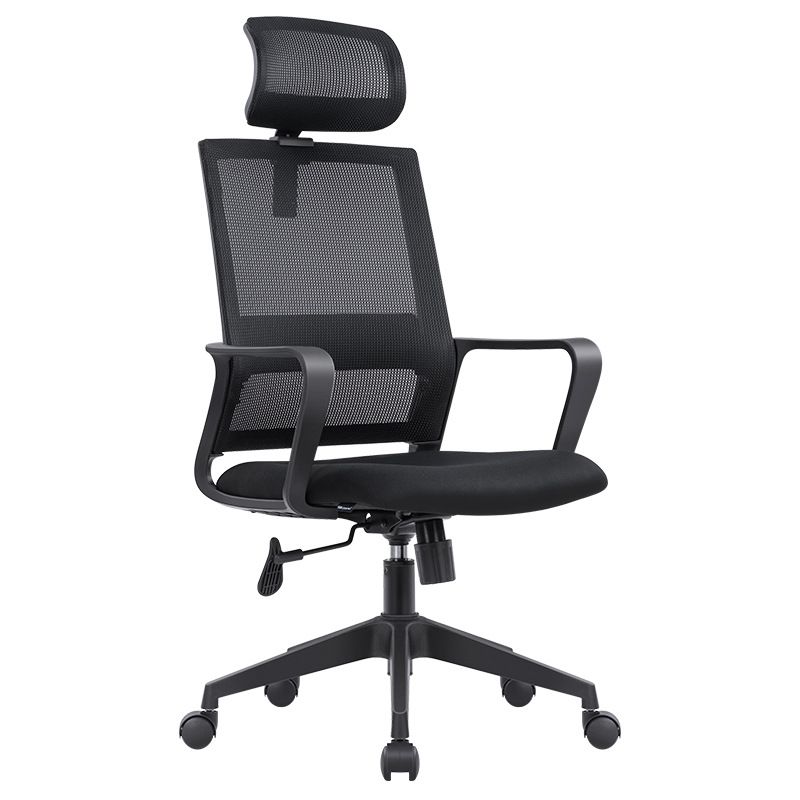 Modern Desk Chair Mid-Back Home Office Chair in Black No Distressing