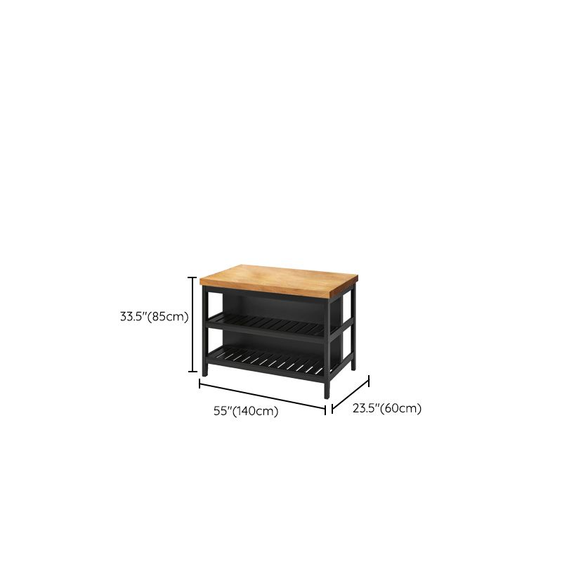 Home Dining Kitchen Island Table Modern Wooden Rectangular Prep Table